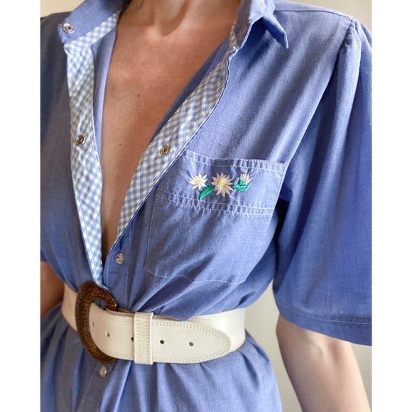 Vintage embroidered chambray dress - Picture 6 of 9